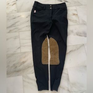 Tailored Sportsman Black Front Zip Mid-Rise Velcro Breeches| size 26